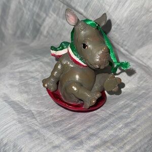 Danbury Mint Baby Animal Christmas Ornament Rhino rhinoceros